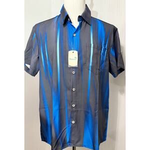 NEW Royaura Hawaiian Shirt Mens Blue Tropical Aloha Beach Luau Cruise Medium M